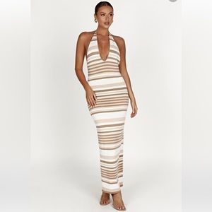 Meshki Brienne Striped Dress in Cream